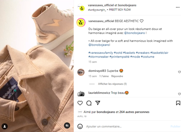 partenariat instagram chaussure vanessa wu